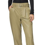 Paige  Women's Maria Pant Vegan Leather Self Belt Exposed Button Fly Photo 0