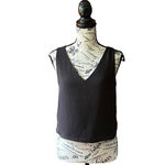 AQUA women’s black Vneck crop top grunge goth witchy vampy coastal rodeo Cowgirl Photo 1