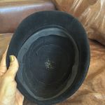 None Vintage Elegant Black Velvet Hat with Beaded Details leaves wool Photo 4