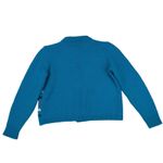 Vintage Womens Knit Cardigan Striped Teal Blue Sweater Button Front Jacket Large Photo 1