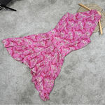 ALC Frank A.L.C 100% Silk Cody Floral Print Asymmetrical Halter Neck Midi Dress Pink 8 Photo 7