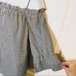 Lily White  Off Shoulder Ruffle Top Grey Stripe M Photo 3