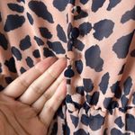 MELLODAY NWT XS Maxi Dress Leopard Print Pink Black Scallop Neckline Ruched Back Photo 5