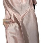 Alfred Sung NWT Strapless Notch Satin Twill Maxi Dress Pockets 2 Toasted Sugar Photo 6