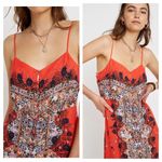 Free People  Morning Song Red Floral Paisley Printed Button Lace Maxi Dress XS Photo 5
