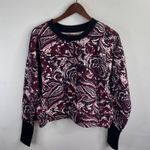 Joie  Burgundy Black Paisley Floral Sweater Sweathirt Photo 5