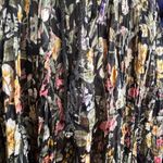 Vintage 90s Black Dark Floral Crinkle Maxi Skirt Pleated Semi Sheer Tie Waist Size L Photo 8