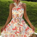 Cross Neck Floral Dress Multi Photo 0
