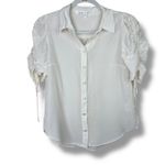 Veronica Beard Carmine Off-White Silk Button Front Ruched Sleeves Blouse Size 4 Photo 3