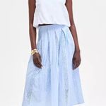 Macy's Blue Eyelet Midi Skirt Photo 0