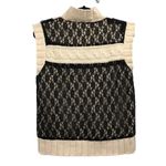 Cici Tash Sweater Vest Womens L Used Cream Blac Lace Cable Knit Black Size L Photo 1