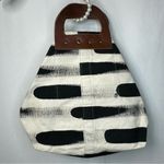 Julia Canright Canvas Paint Brush Strokes Tote Handbag Black and White Photo 1