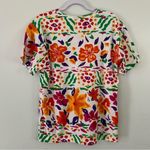 Vintage 1980s Artsy Abstract Tropical Floral Print Jersey Knit T Shirt Size M Pink Size M Photo 2
