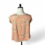 Rachel Zoe Linen Floral Print Short Sleeve Tunic Top Women's L Coral Photo 1