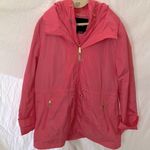 Kate Spade : Watermelon Pink Water Resistant Anorak Jacket -Hood- Gold Tone Zip Photo 0
