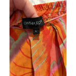 Cynthia Rowley  Orange Floral Print Mini Peasant Tiered Skirt‎ Size Large Ruffle Photo 3
