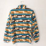 Patagonia Synchilla Snap T Fleece Brown and Teal Guatemalan Tango Print Photo 1