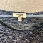 Umgee  S Blue White Heathered Knit Asymmetrical Sharkbite Hem Tunic Top Boho Photo 1