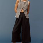 Anthropologie Linen Pleated Culotte Trousers Black NWT Size Small MSRP $138 Photo 2