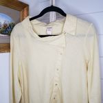 Sundance  Asymmetrical Button Up Wrap Linen Yellow Long Sleeve Shirt Lagenlook L Photo 2