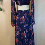 Lulus NWOT Growing, Growing, Gone Navy Blue Floral Print Cutout Maxi Dress Photo 3