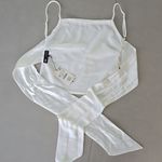 ZARA NWT!  White Satin Effect Top With Back Tie Bow Size M Photo 5