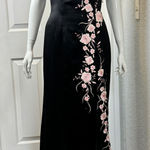 Tiffany Designs Tiffany Vintage Enchanted Designs Black Gown with Pink Floral Accents Size 12 Photo 0