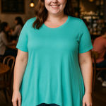 LuLaRoe NWOT  Melissa Aqua Blue Shark-bite Hem Tunic Top Size XL Photo 0