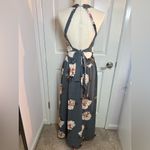 Women Floral Maxi Dress with Slit Size Large Gray Photo 2