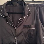 Elegant Black Satin Pajama Set with White Trim Size XXL Photo 2