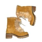 Montelliana Shearling Fur Suede Boots 37 Yellow Size 7 Photo 0