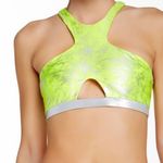 Beach Bunny  Neon Galaxy Yellow Racerback Bikini Top nwt Photo 0