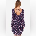 Volcom  Nevermore Navy Floral Button Up Long Sleeve Babydoll Dress Photo 12