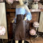 BLUE LACE TOP WITH MESH YOKE AND PUFFED SLEEVES (2X) Photo 4