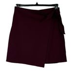 Loft  Outlet Medium Mini Skirt Faux Wrap Pull-On Stretch Elastic Waist Dark Wine Photo 0