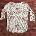 80s VINTAGE ROSE FLORAL CHAIN HENLEY TEE SHIRT DRESS Pink Size M Photo 4