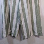 BeachLunchLounge  Green Stripe Linen Wide Leg Crop Pull On Pants Size L Photo 3