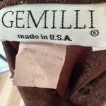 GEMILLI Blouse Size Large Brown Metallic Sheen Button Up Collared 90’s Vintage Photo 3