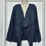 J.Jill Dark Blue Suede Like Oversized Women’s Drape Front Cardigan Sweater XL Photo 0