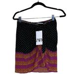 ZARA NWT  BOHEMIAN BLOGGERS FAV PRINTED WRAP MINI SKIRT GREEN PINK SMALL Photo 9