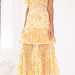 Monique Lhuillier ML  Cream and Gold Lace Dress Photo 0