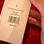 ONIA NWT Air Linen Pleated Trousers Size 2 | Dark Red Wide Leg High Rise Pants Photo 11