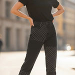 Reformation  Cynthia Shadow Checked High Rise Straight Long Jeans 25 Photo 0