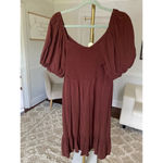 Maurice's Maurice Brown Smocked Mini Dress Cottagecore Puff Sleeve Square Neck Romantic L Photo 1