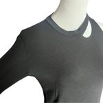 Go Couture Womens  Asymmetrical Slash Black Long Sleeve Cold Shoulder Top - Sz M Photo 2