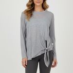 Lululemon Activewear by Light Gray Heathered Tie Front Long Sleeve Top Size 4 Photo 6