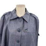 Brooks Brothers Brooks‎ Brothers Cape Jacket Coated Plaid Check Print Linen Blue Size Large Photo 1