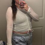 Urban Outfitters White Ribbed Long Sleeve Top Photo 3