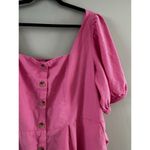 Old Navy  Pink Button Front Smocked Puff Sleeve Dress Sz 2x Linen Blend Photo 2