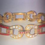 Camrose & Kross JBK Jackie Kennedy Equestrian Red Enamel CZ Rhinestone Bracelet Photo 0